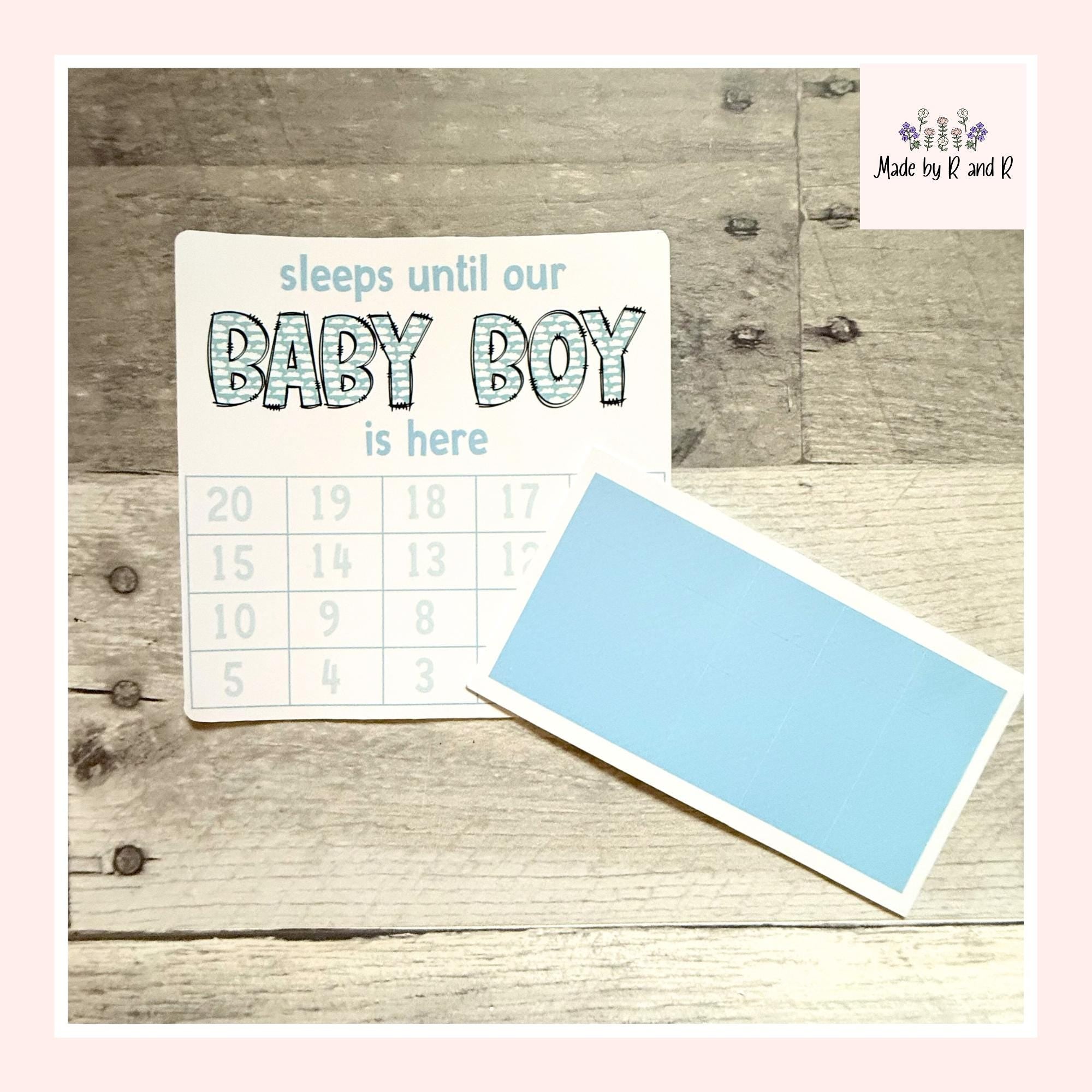 Sleeps Until Our Baby Boy Is Here Small Countdown Sticker