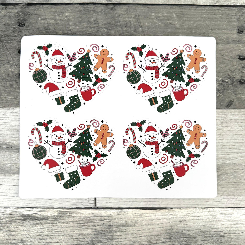 Christmas Heart Stickers (set of 4)