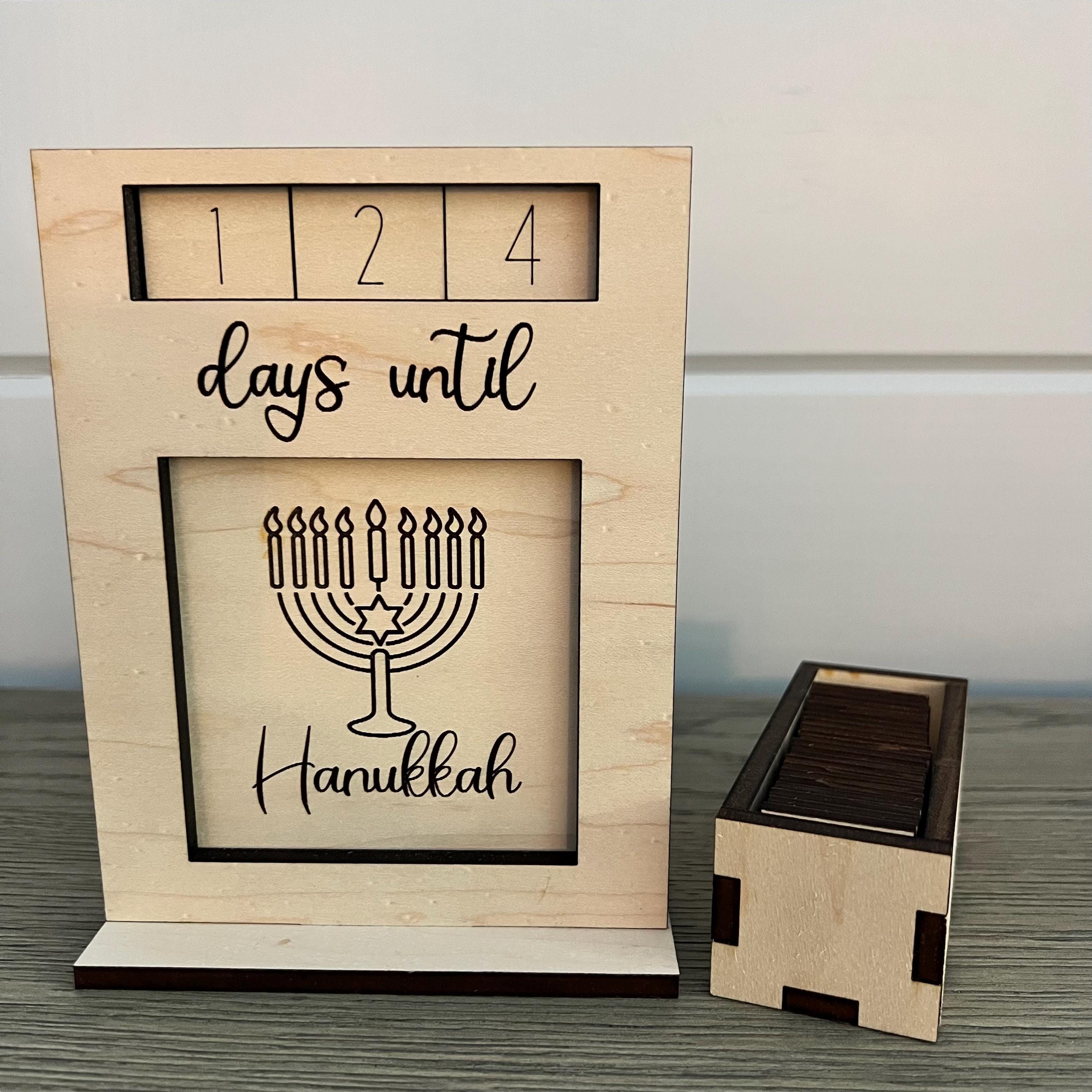 Days Until Hanukkah Wood Countdown