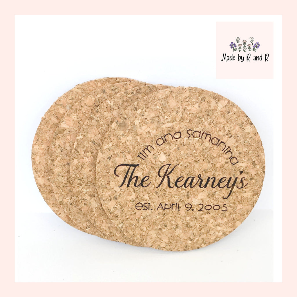 Name and Date Coasters, Set of 4