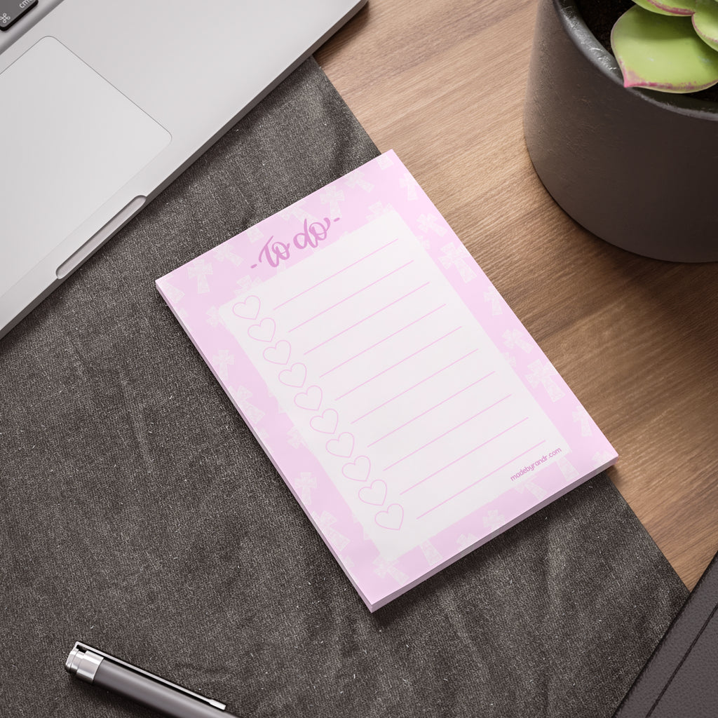 Pink Cross To Do Checklist Sticky Notes for Planning & Lists