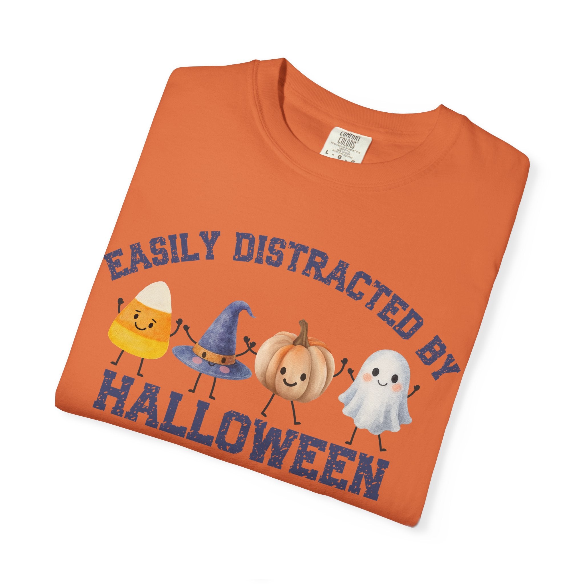 Halloween T-Shirt, Easily Distracted by Halloween, Cute Candy & Costume Graphic