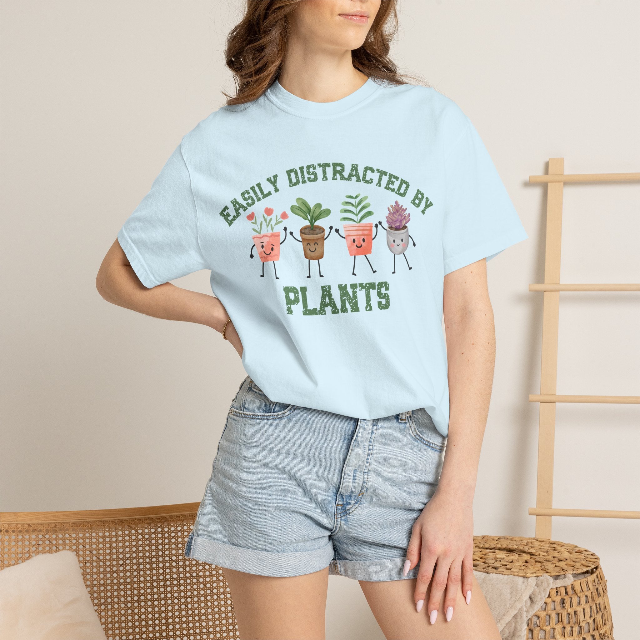 Easily Distracted By Plants Tee, Cute Plant Lover Graphic T-Shirt