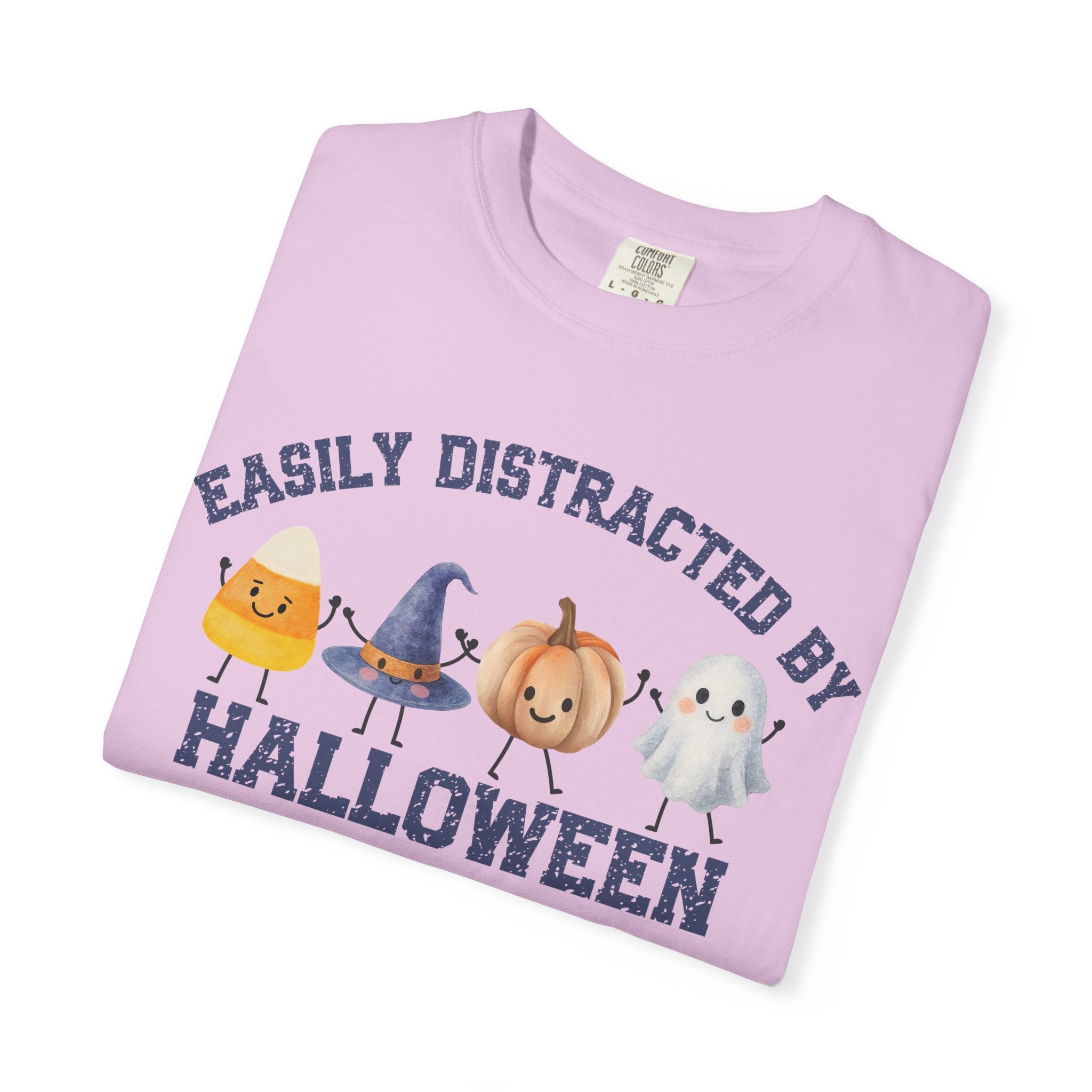 Halloween T-Shirt, Easily Distracted by Halloween, Cute Candy & Costume Graphic