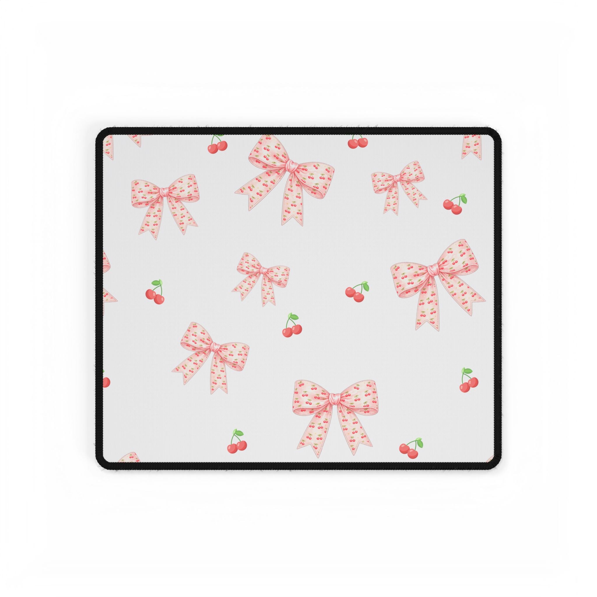 Cherries and Bows Desk Mats and Mouse pads, Office Decor, Birthday Gifts, Home Workspace