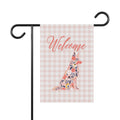 Pink Gingham German Shepherd Welcome Garden Banner, Floral Pet Décor, Outdoor Sign, Housewarming Gift