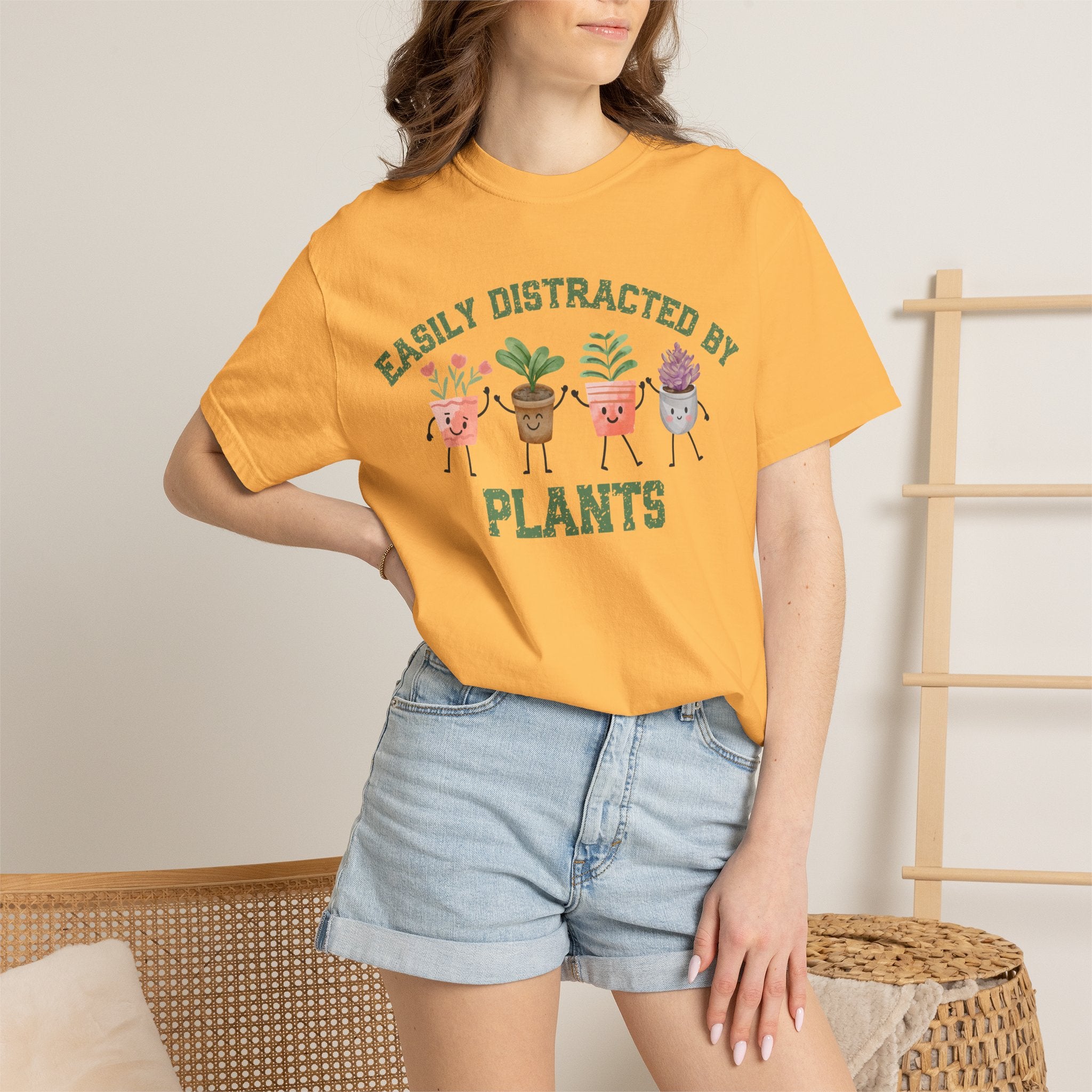 Easily Distracted By Plants Tee, Cute Plant Lover Graphic T-Shirt
