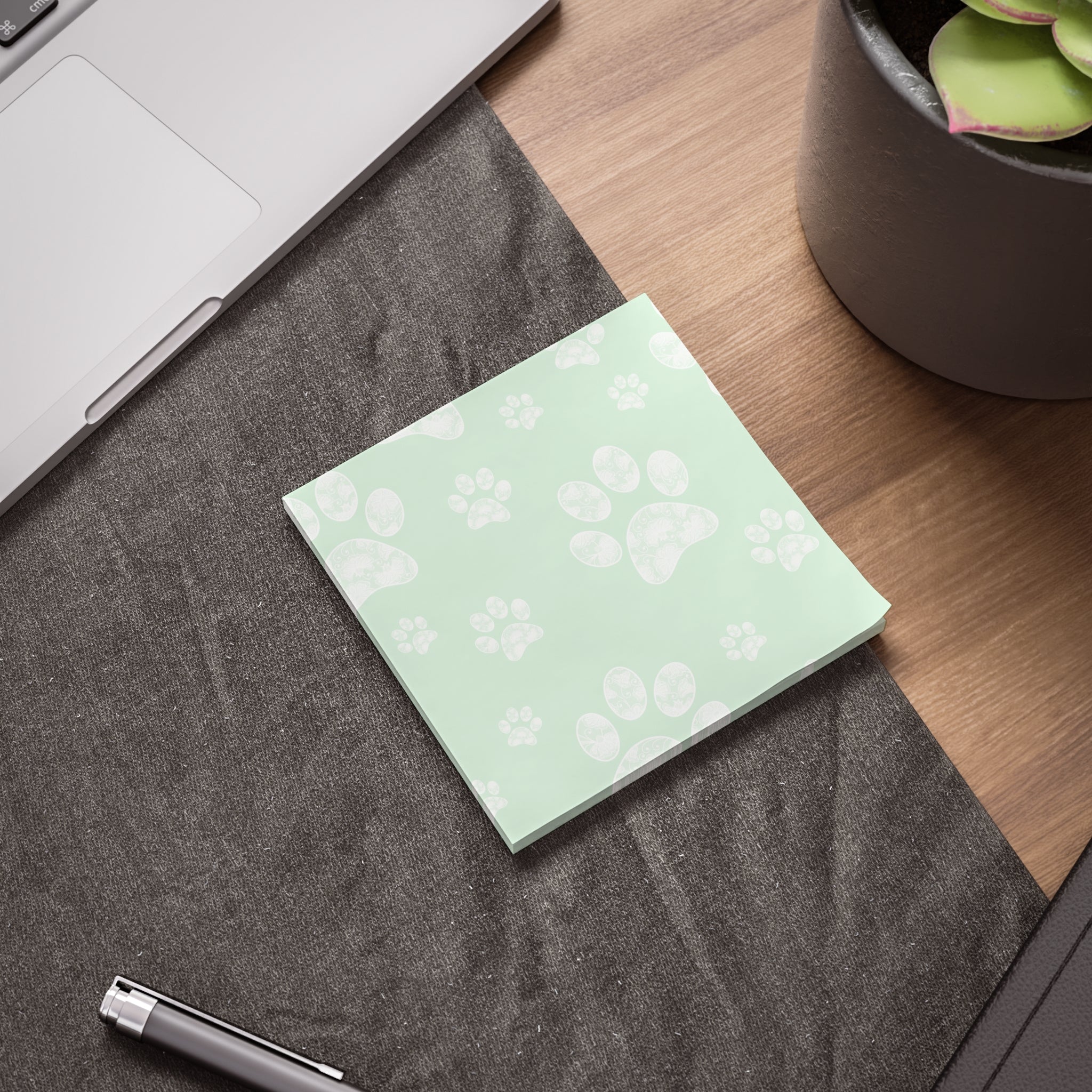 Green Paw Print Post-It Note Pads, Dog Themed Sticky Notes, Puppy Memo Pads, Perfect for Dog Lovers