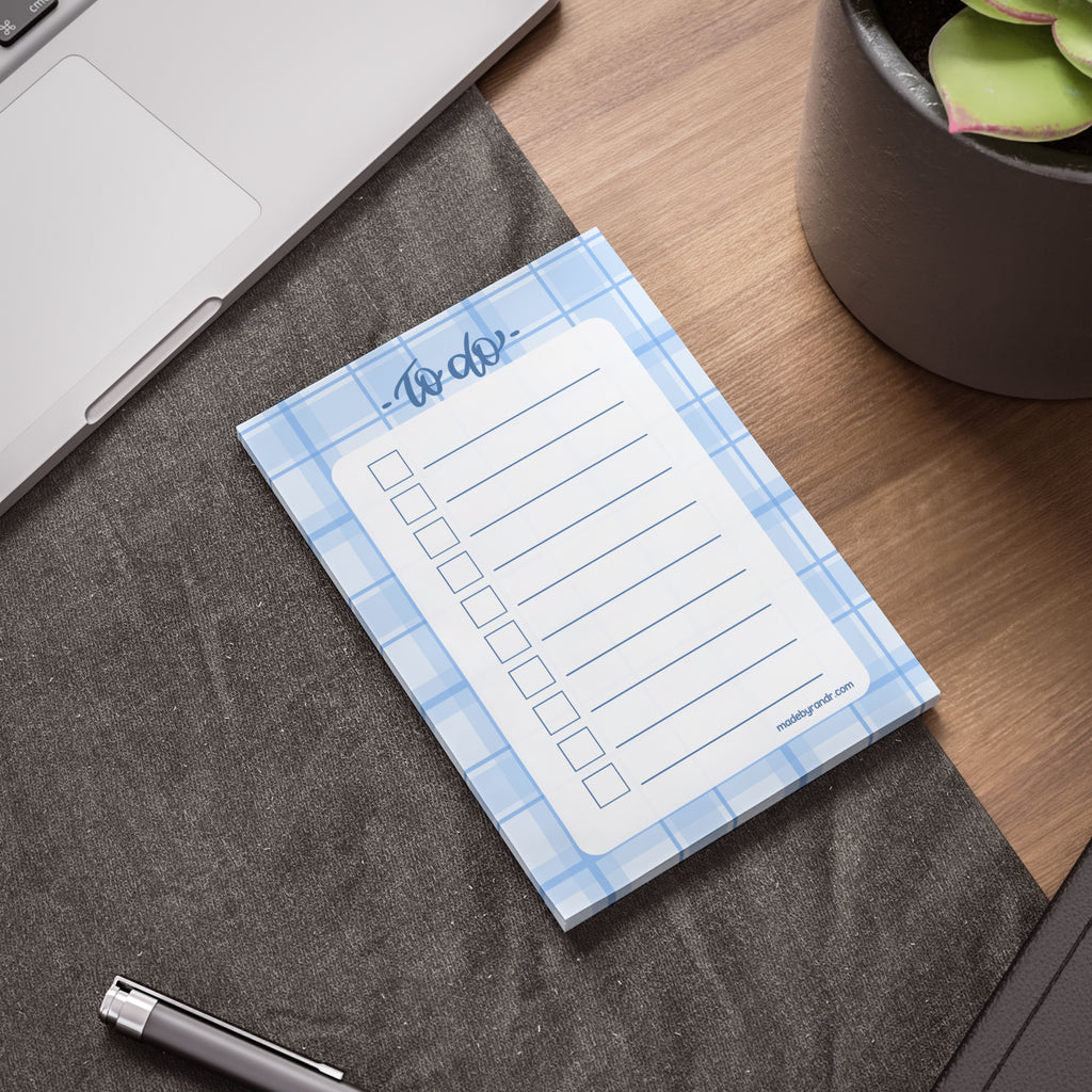 Blue Plaid To Do Checklist Sticky Notes for Planning & Lists