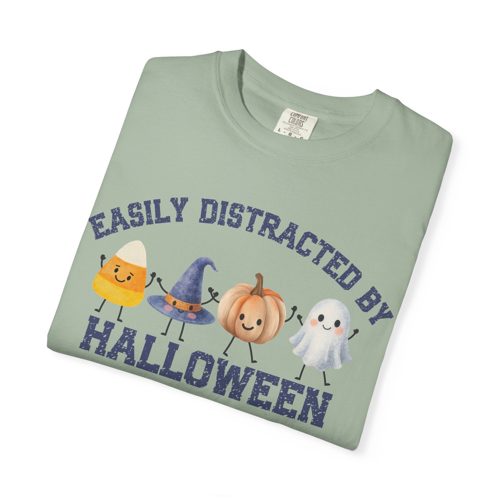 Halloween T-Shirt, Easily Distracted by Halloween, Cute Candy & Costume Graphic