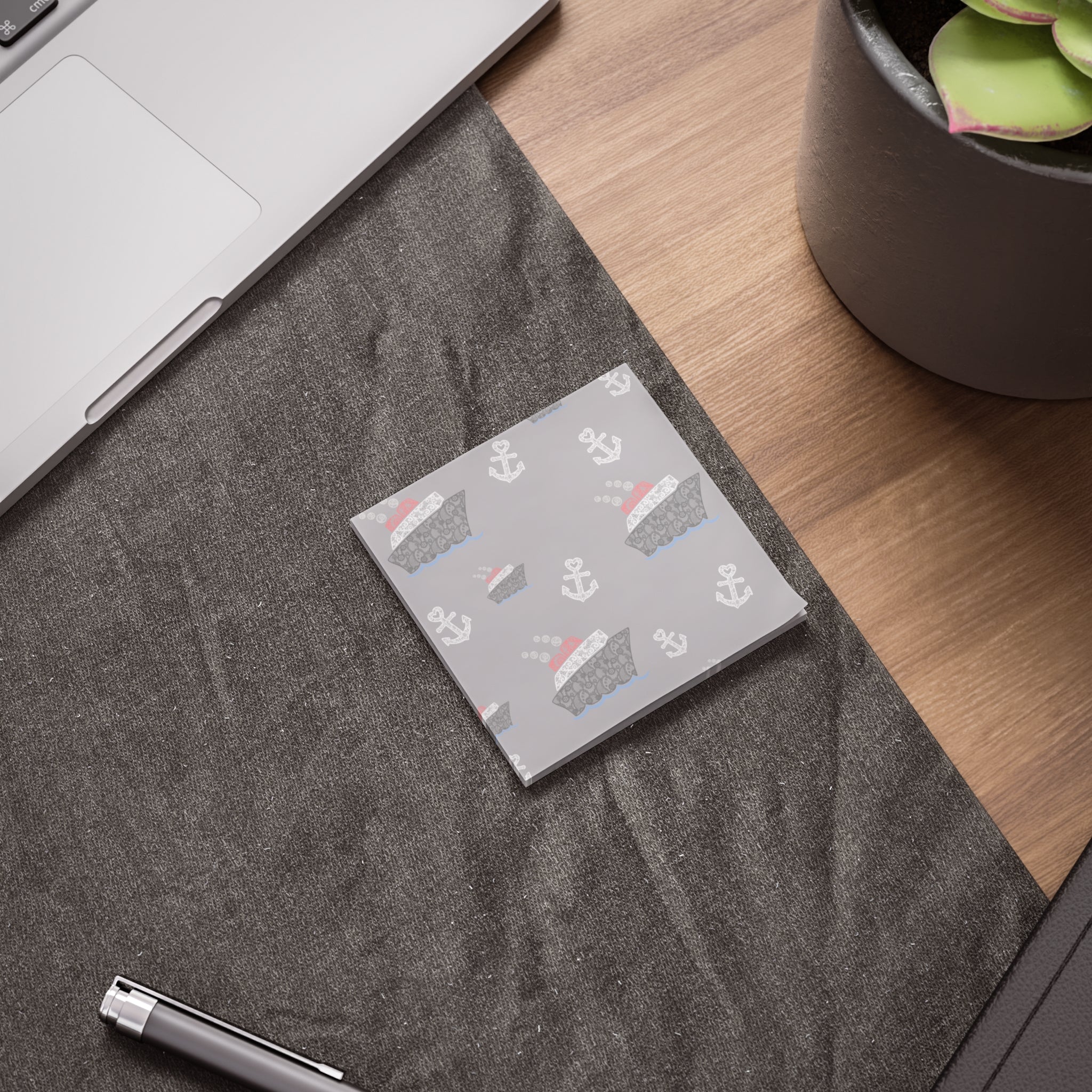 Gray Nautical Post-It Note Pads, Cruise Themed Sticky Notes, Cruise Ship Memo Pads, Perfect for Cruise Gifts