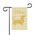 Yellow Gingham Dachshund Welcome Garden Banner, Floral Pet Décor, Outdoor Sign, Housewarming Gift