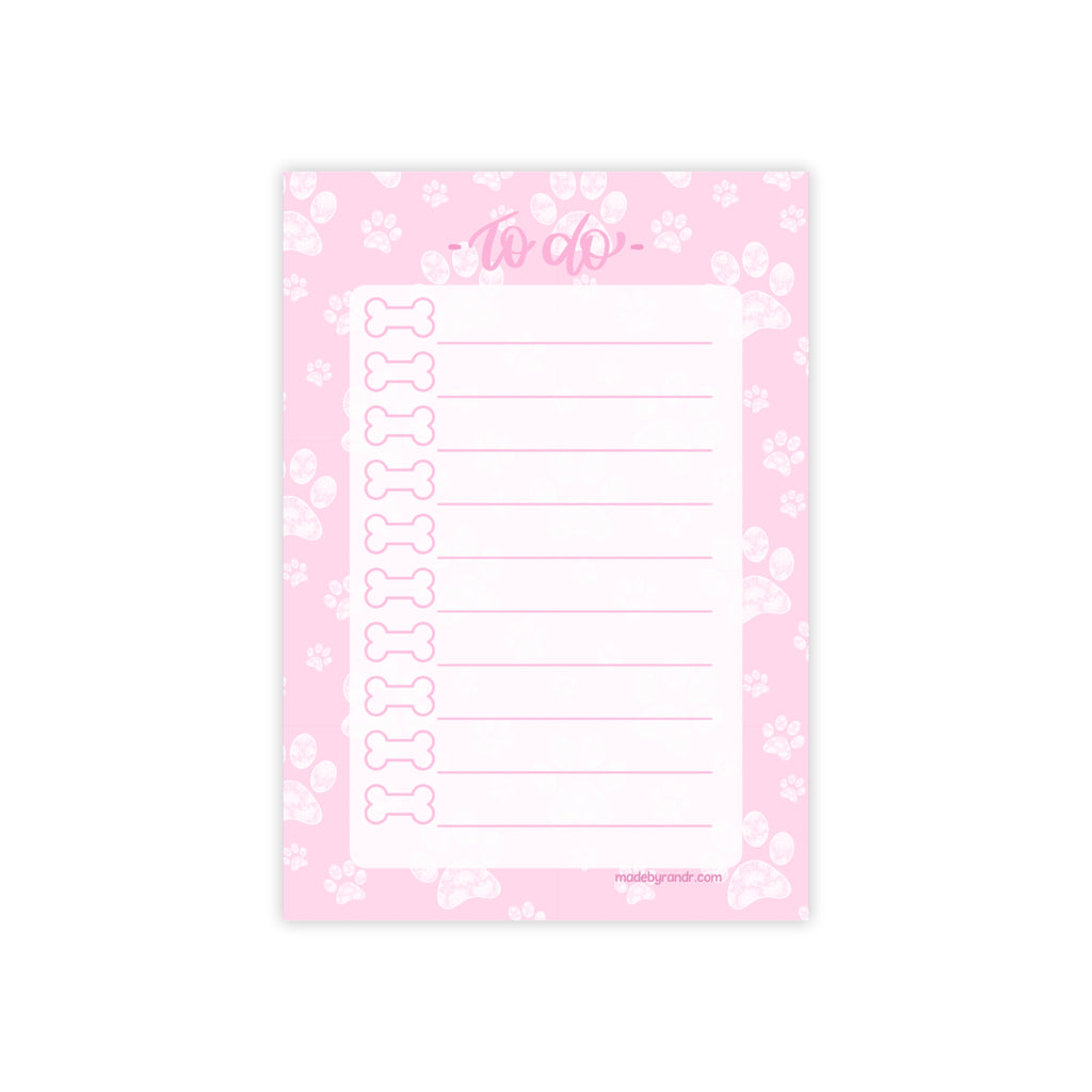 Pink Paw Print To Do Checklist Sticky Notes for Planning & Lists