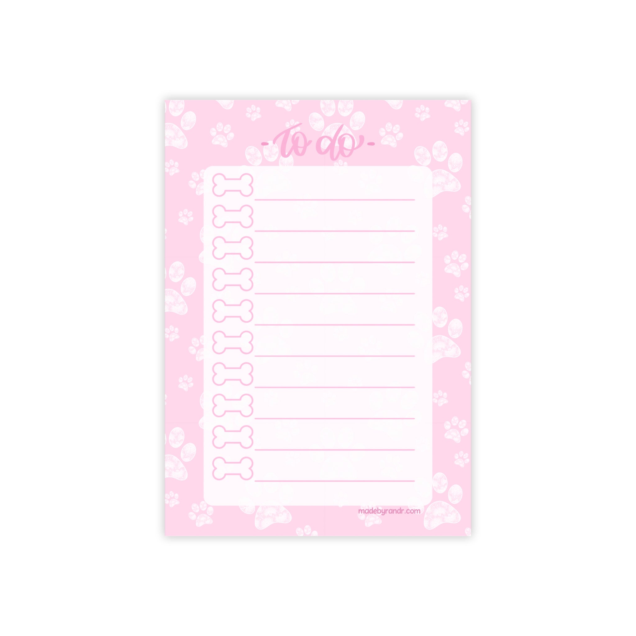 Pink Paw Print To Do Checklist Sticky Notes for Planning & Lists