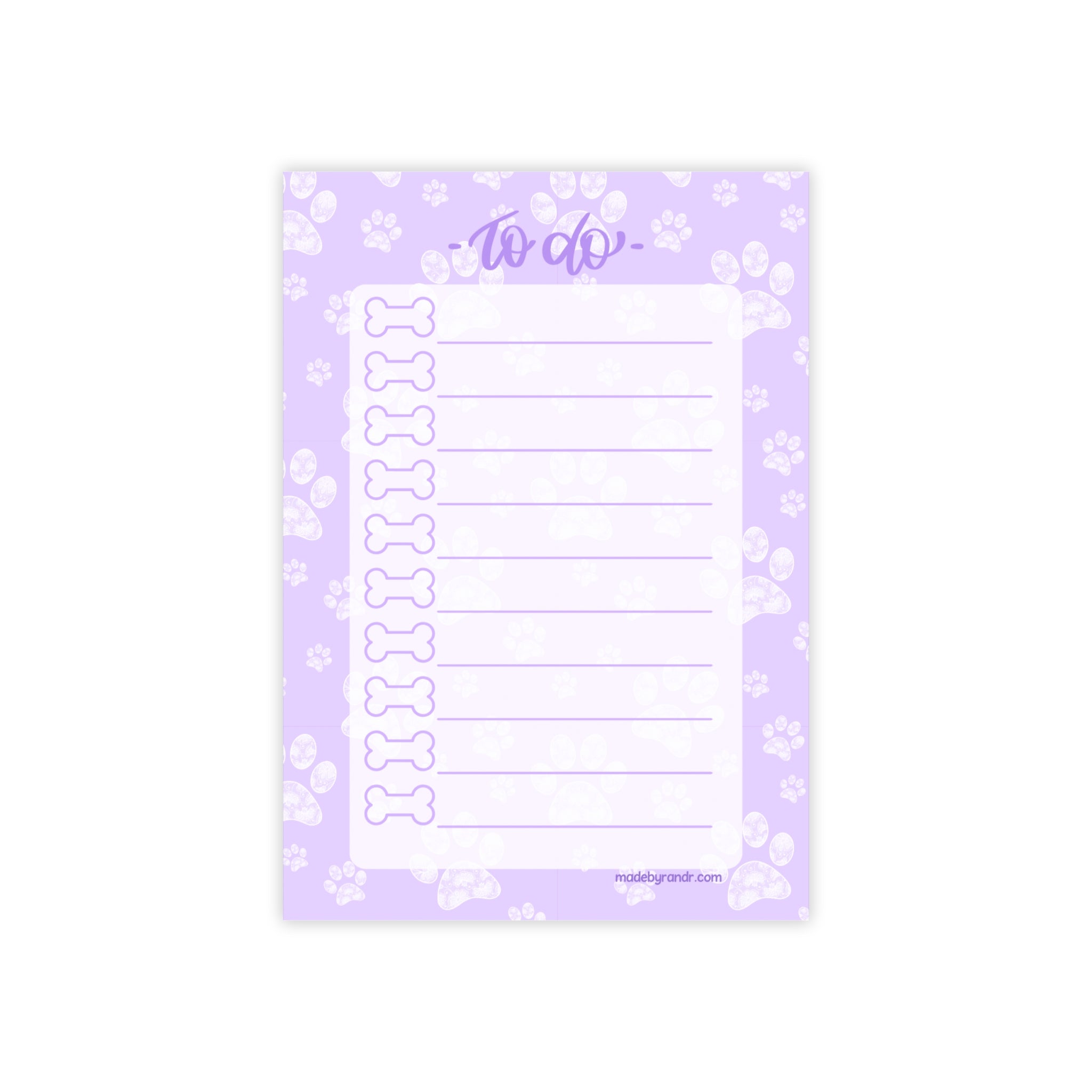 Purple Paw Print To Do Checklist Sticky Notes for Planning & Lists