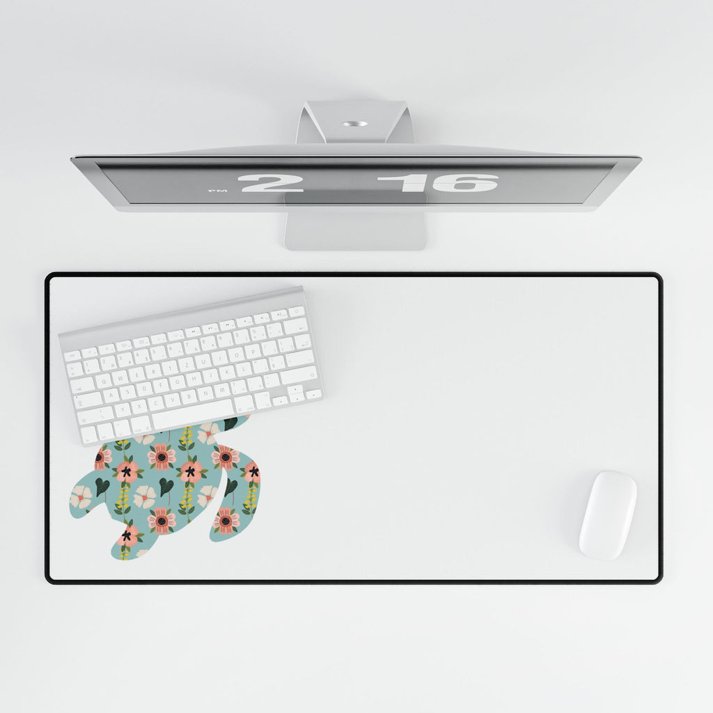 Floral Sea Turtle Desk Mats and Mouse pads, Office Decor, Birthday Gifts, Home Workspace