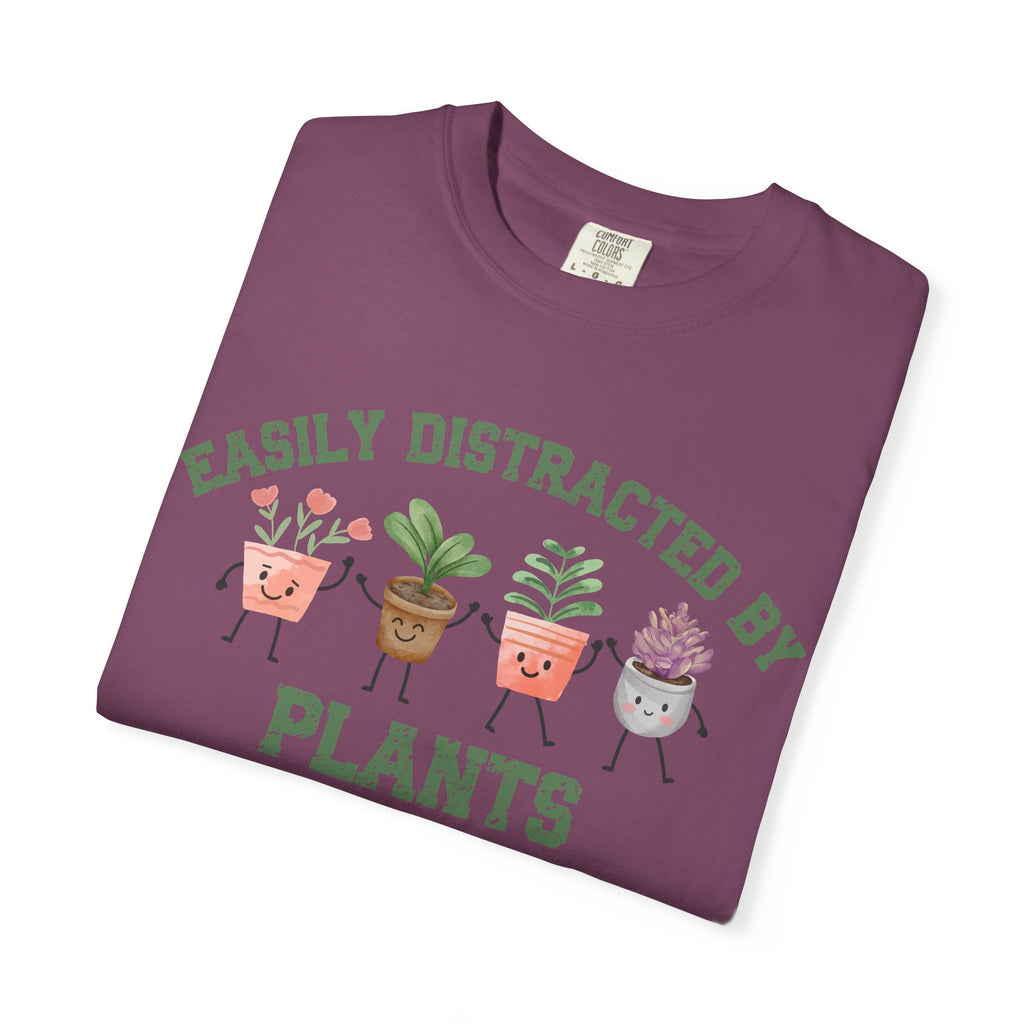 Easily Distracted By Plants Tee, Cute Plant Lover Graphic T-Shirt