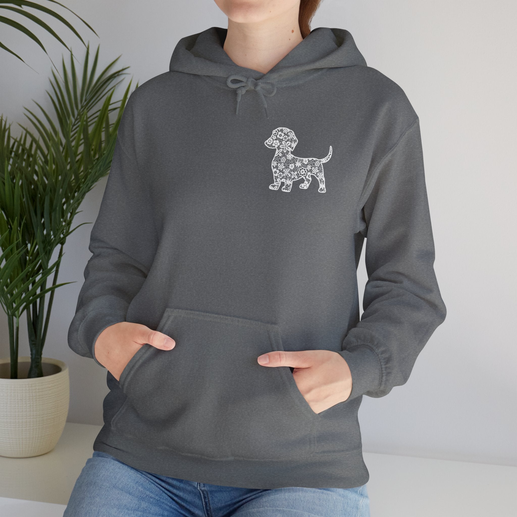 Lace Dachshund Unisex Hooded Sweatshirt - Gift for Dog Lovers, Relaxed Style