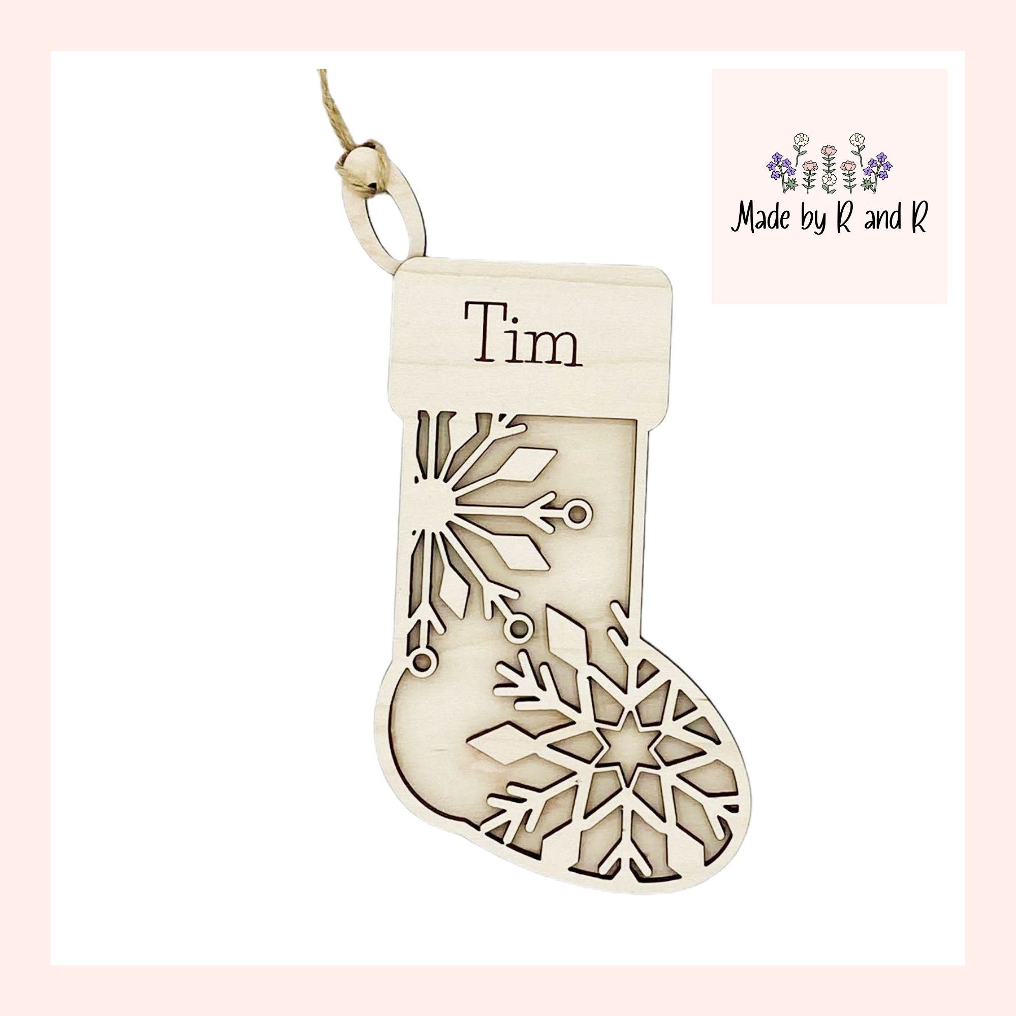 Custom Wood Christmas Stocking Ornament