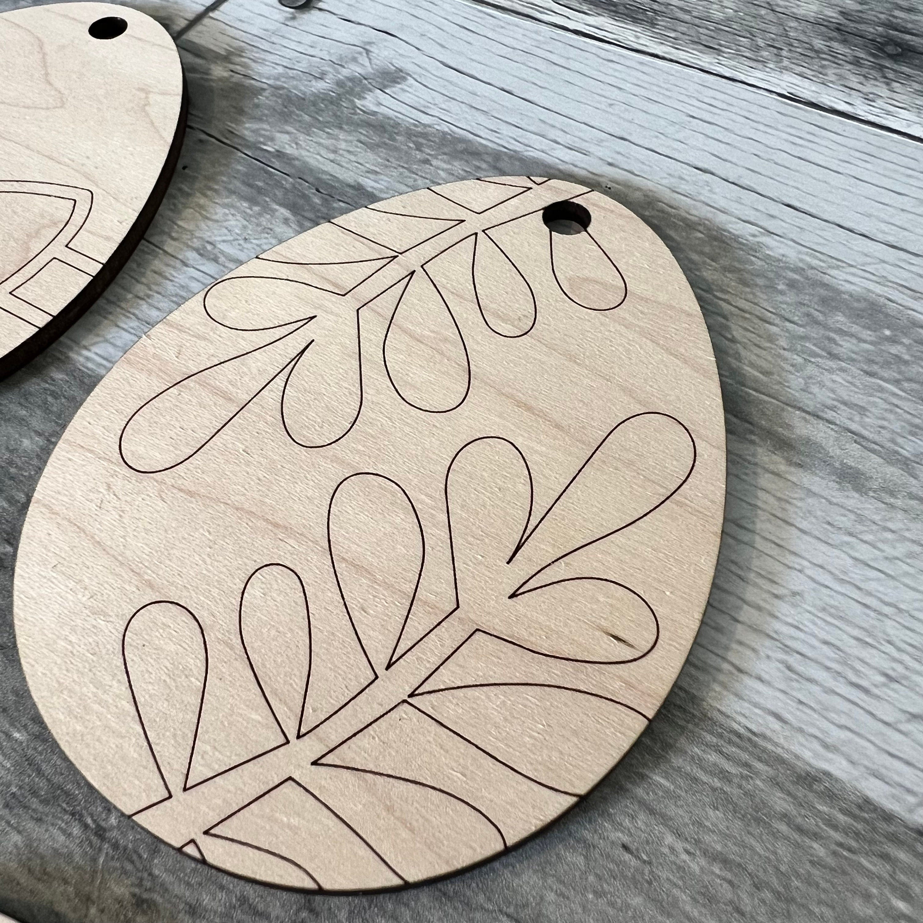 Wood Easter Egg Ornaments For Coloring (Set of 6)