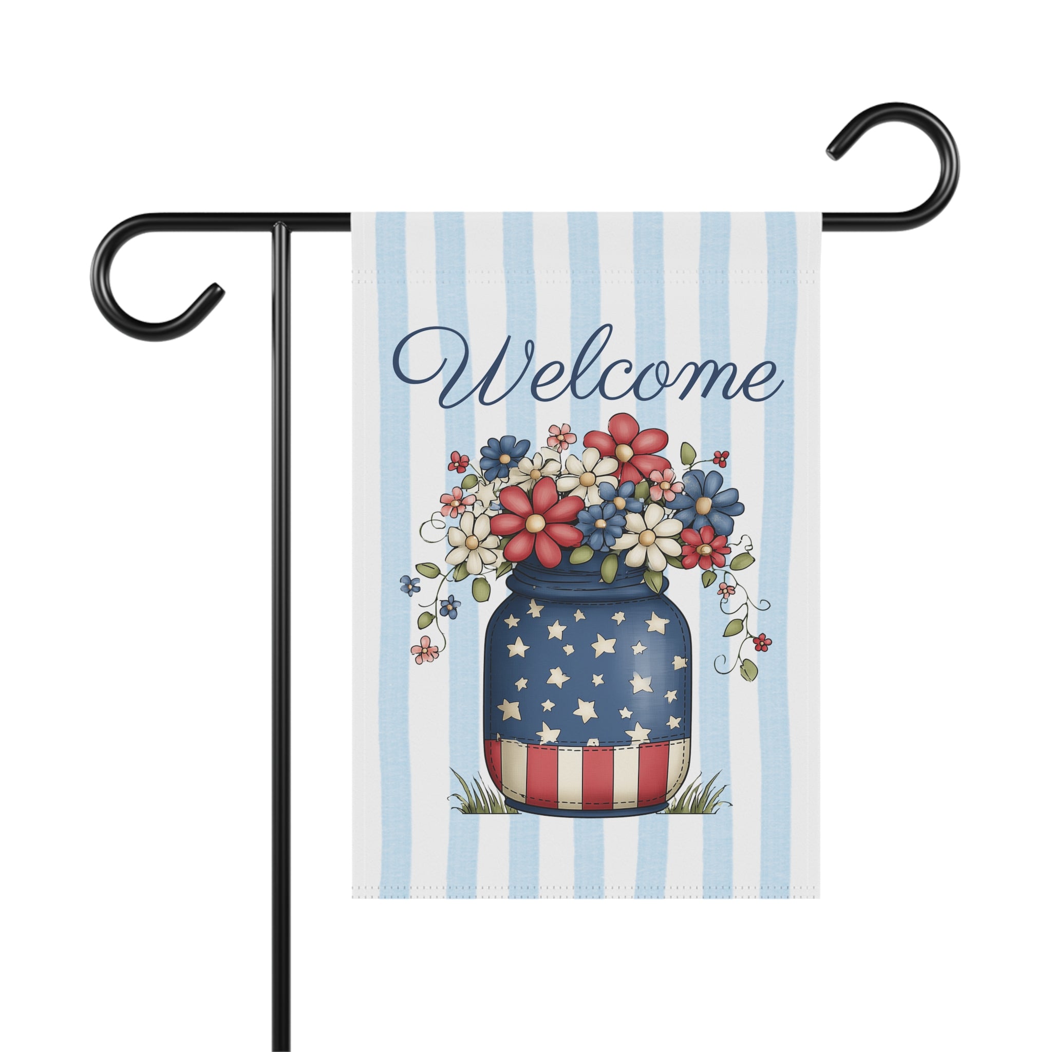 Patriotic Welcome Garden Banner, Floral Décor, Outdoor Flag, Housewarming Gift