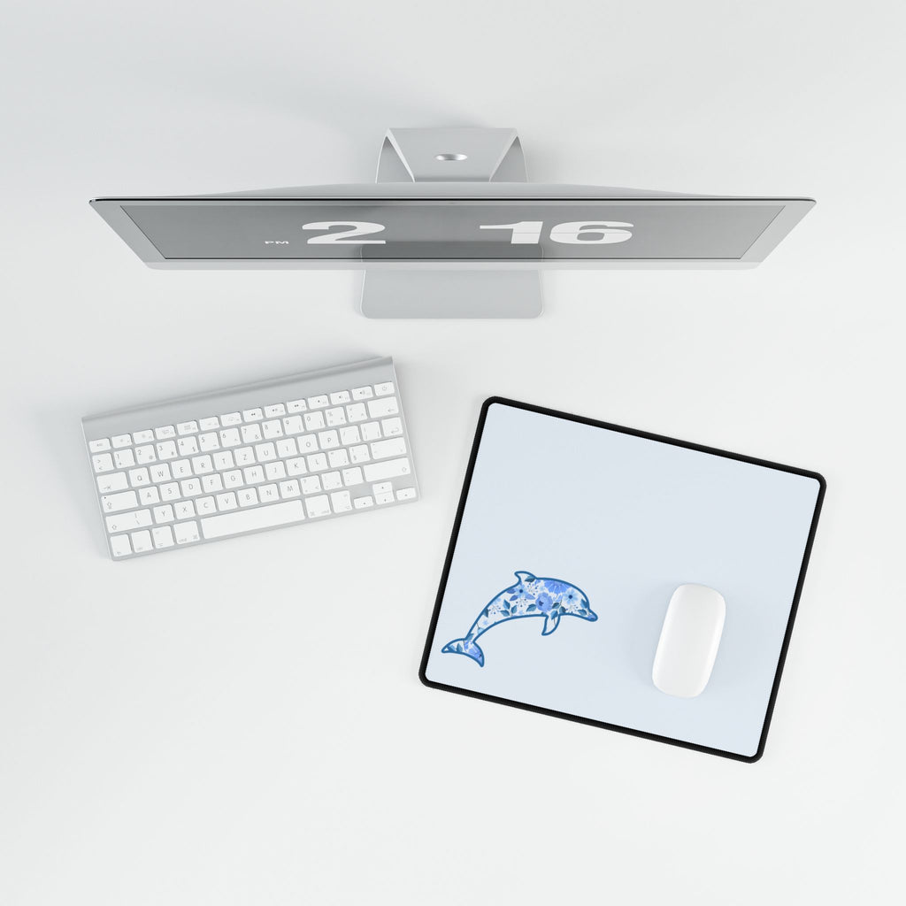 Floral Dolphin Desk Mats and Mouse pads, Office Decor, Birthday Gifts, Home Workspace