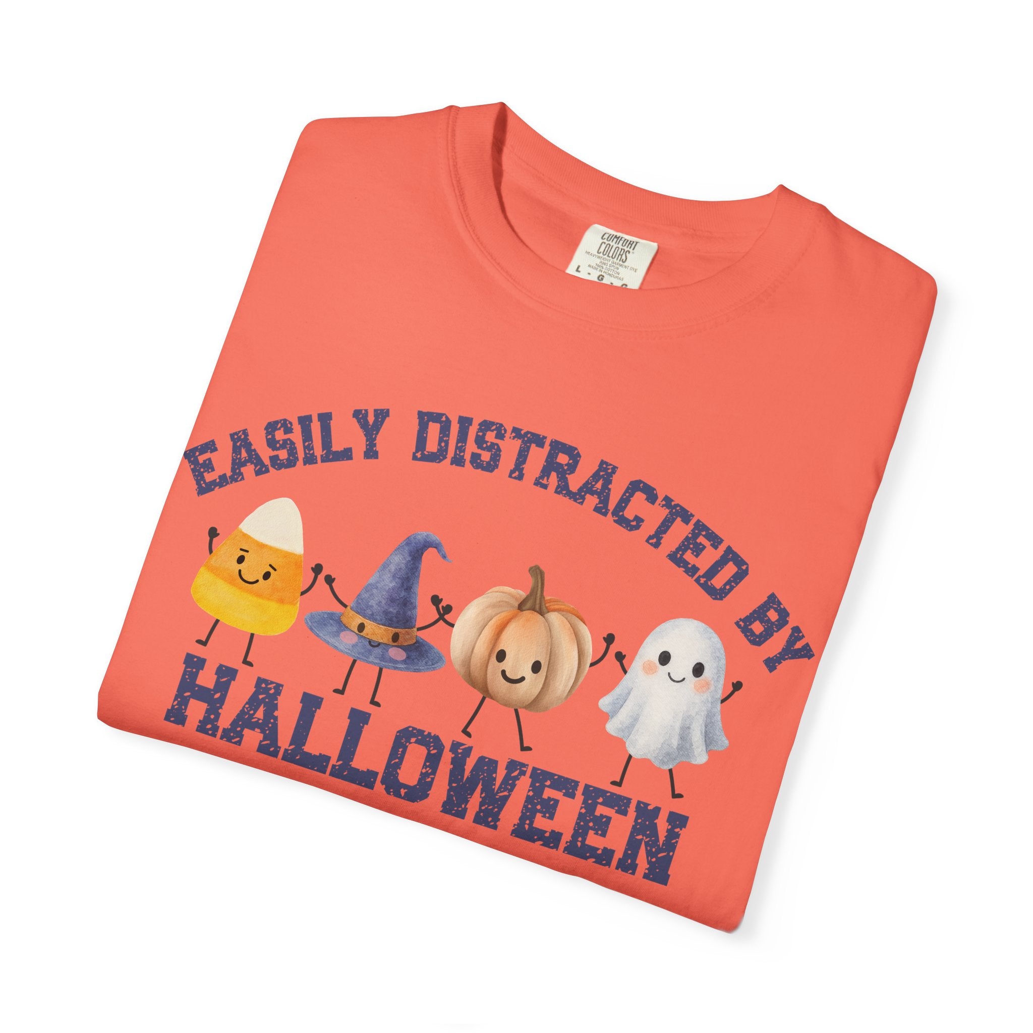 Halloween T-Shirt, Easily Distracted by Halloween, Cute Candy & Costume Graphic