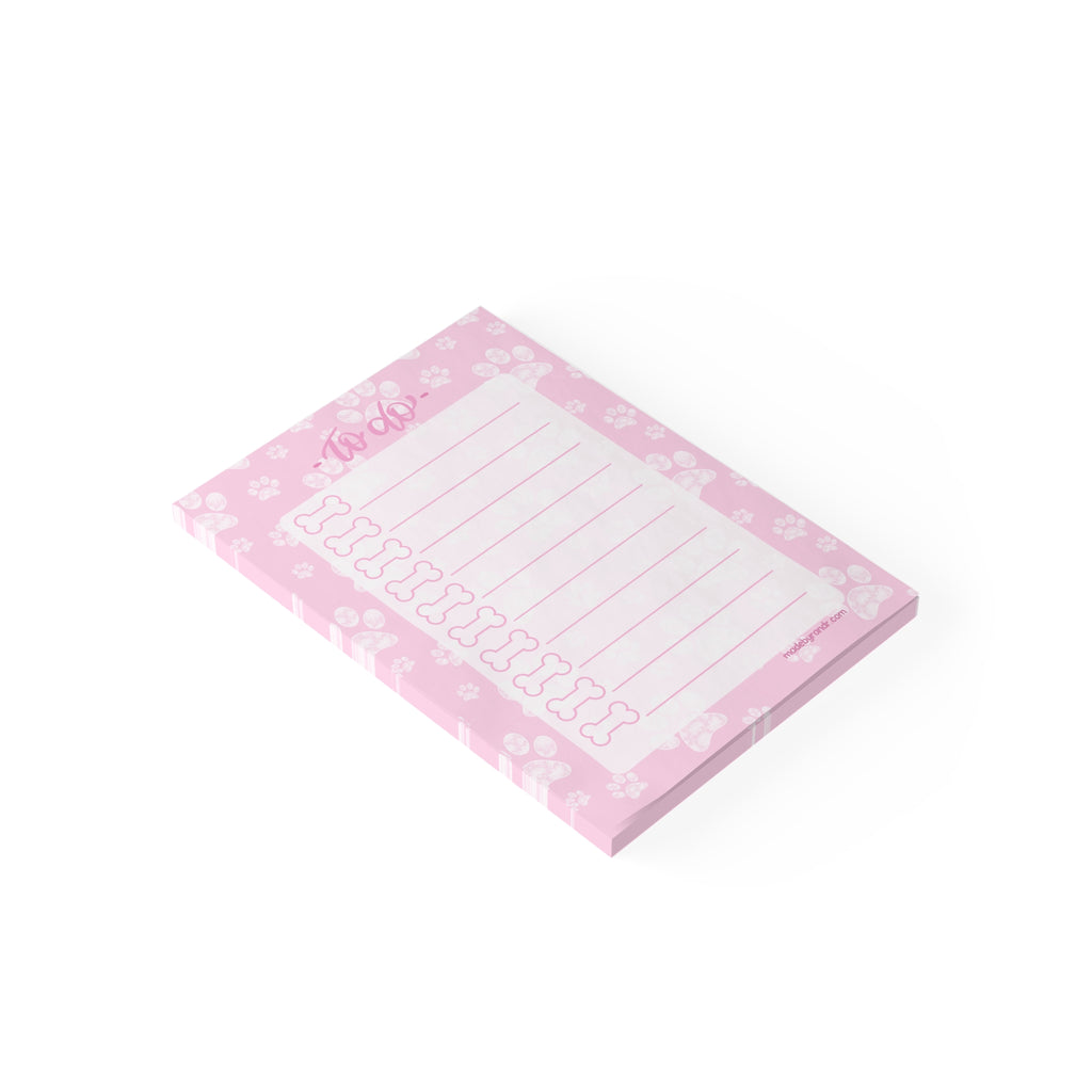 Pink Paw Print To Do Checklist Sticky Notes for Planning & Lists