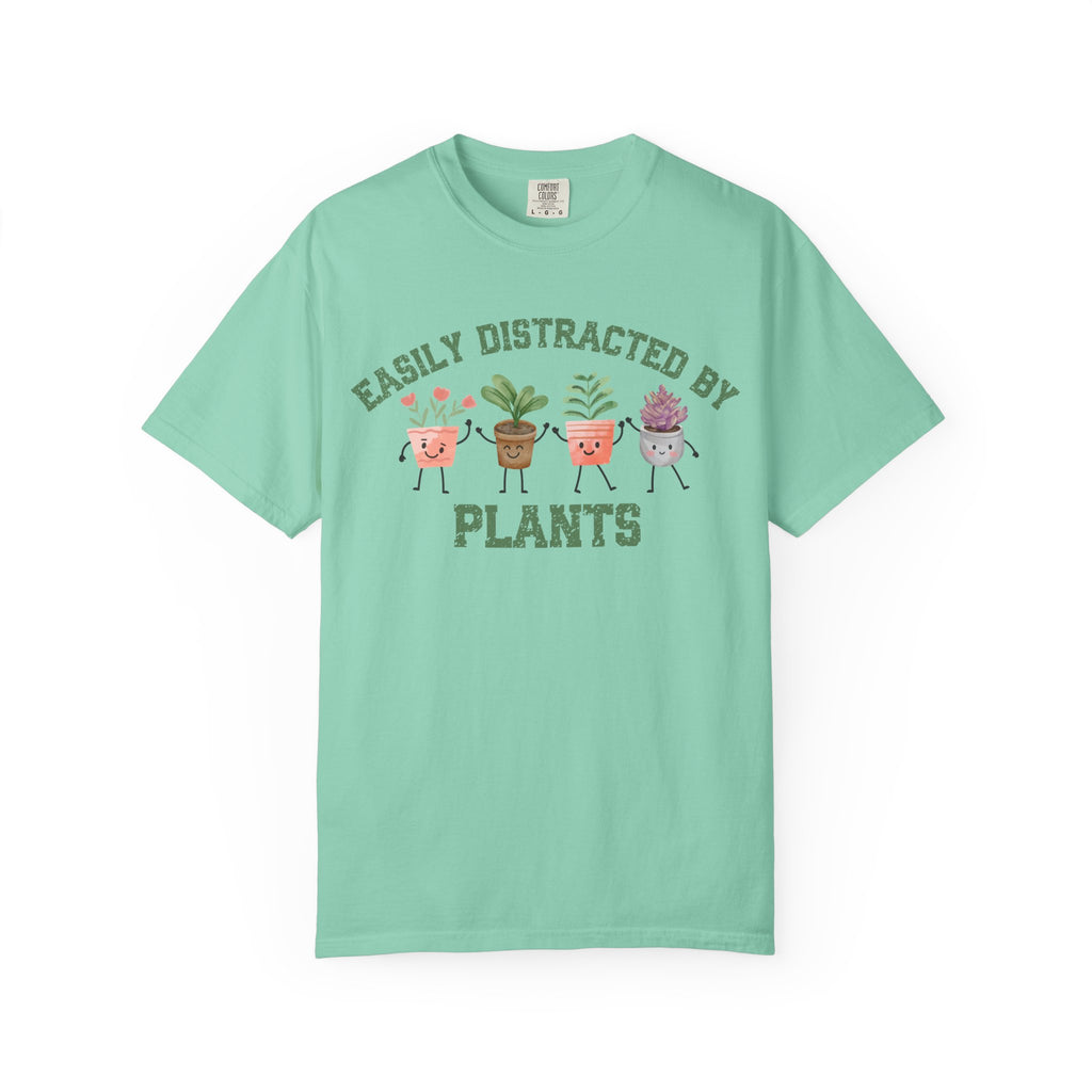 Easily Distracted By Plants Tee, Cute Plant Lover Graphic T-Shirt