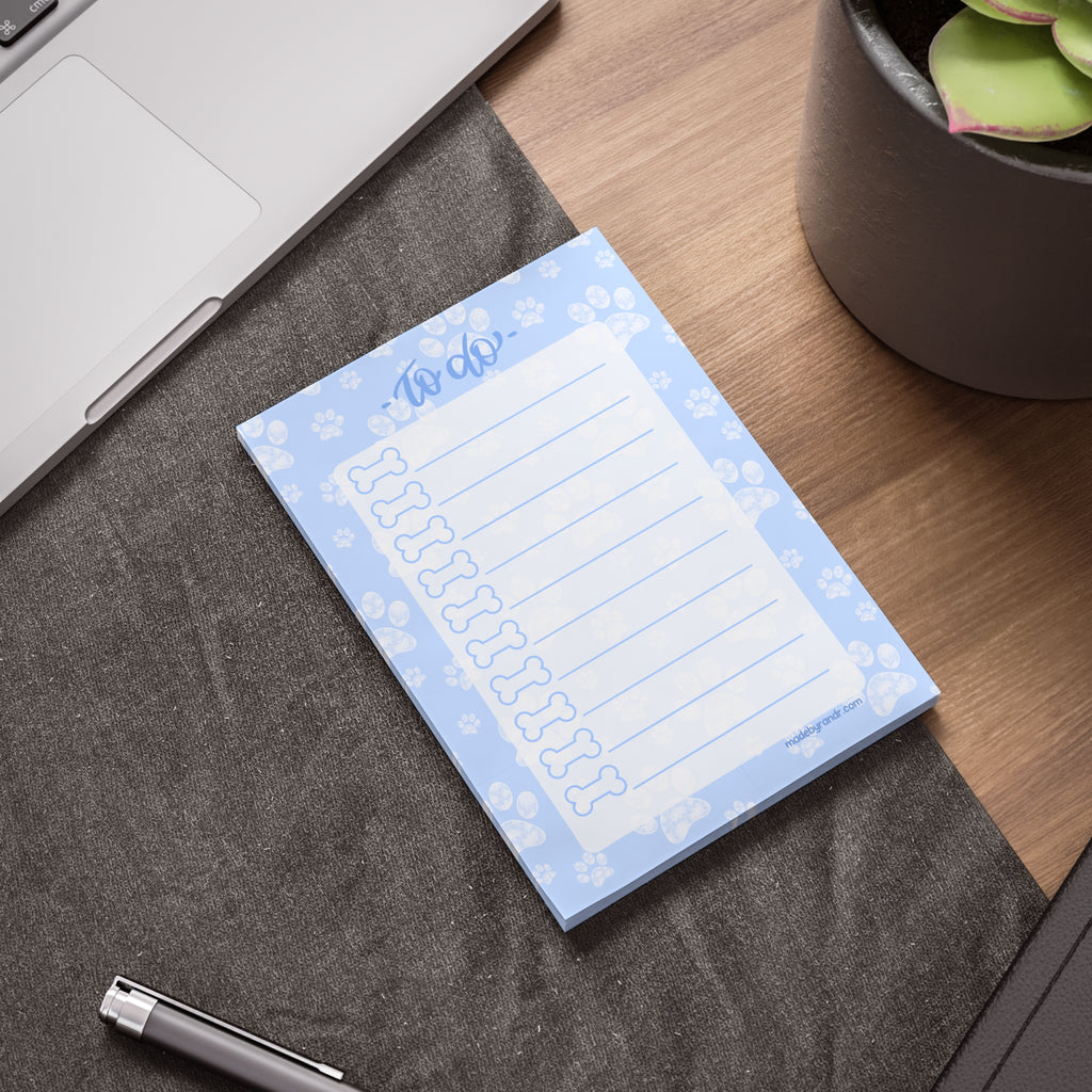 Blue Paw Print To Do Checklist Sticky Notes for Planning & Lists