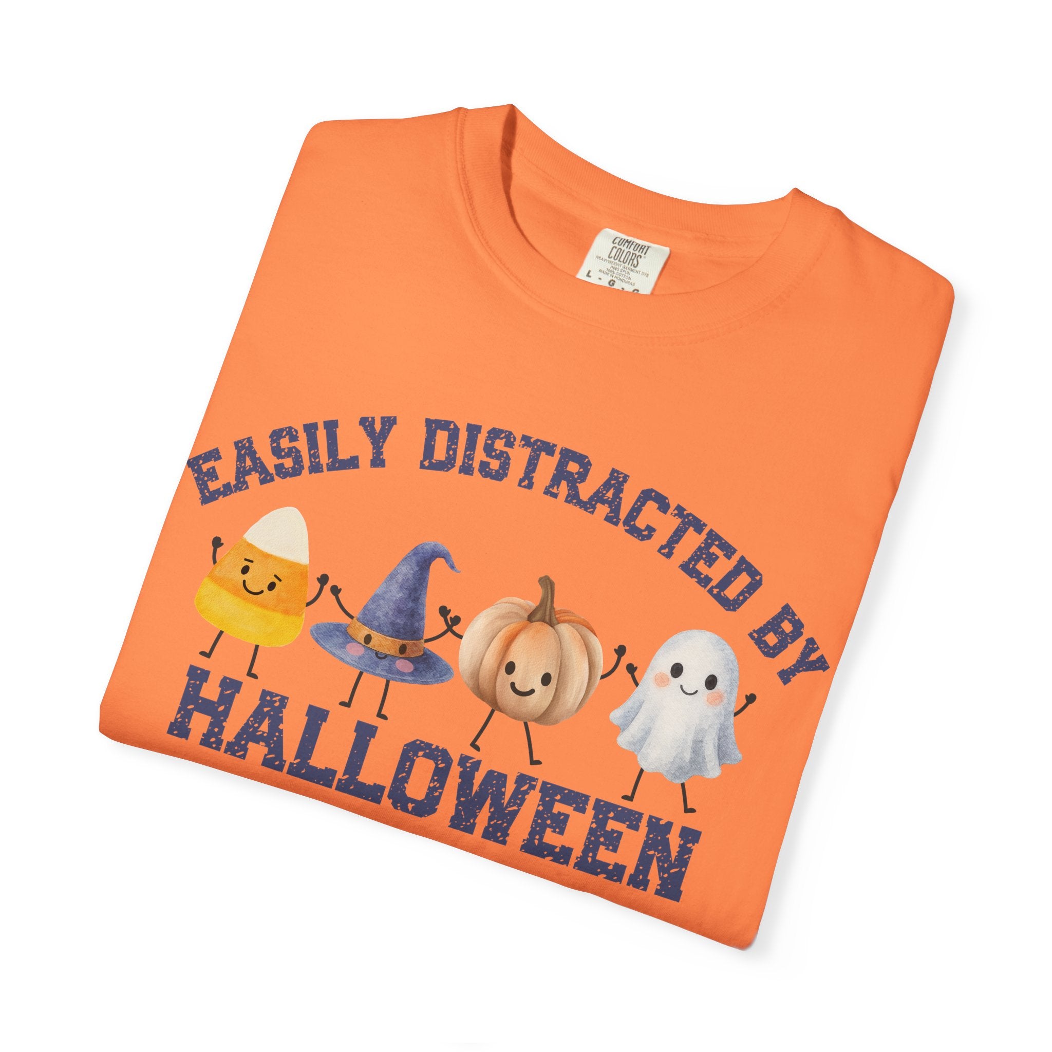 Halloween T-Shirt, Easily Distracted by Halloween, Cute Candy & Costume Graphic