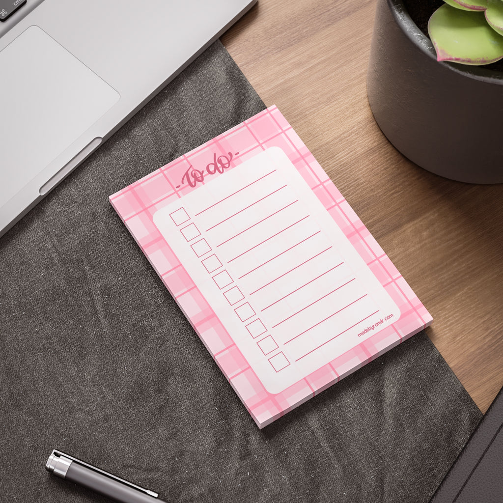 Pink Plaid To Do Checklist Sticky Notes for Planning & Lists
