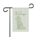 Green Gingham Labradoodle Welcome Garden Banner, Floral Pet Décor, Outdoor Sign, Housewarming Gift