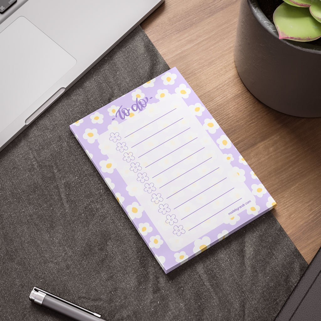 Purple Floral To Do Checklist Sticky Notes for Planning & Lists