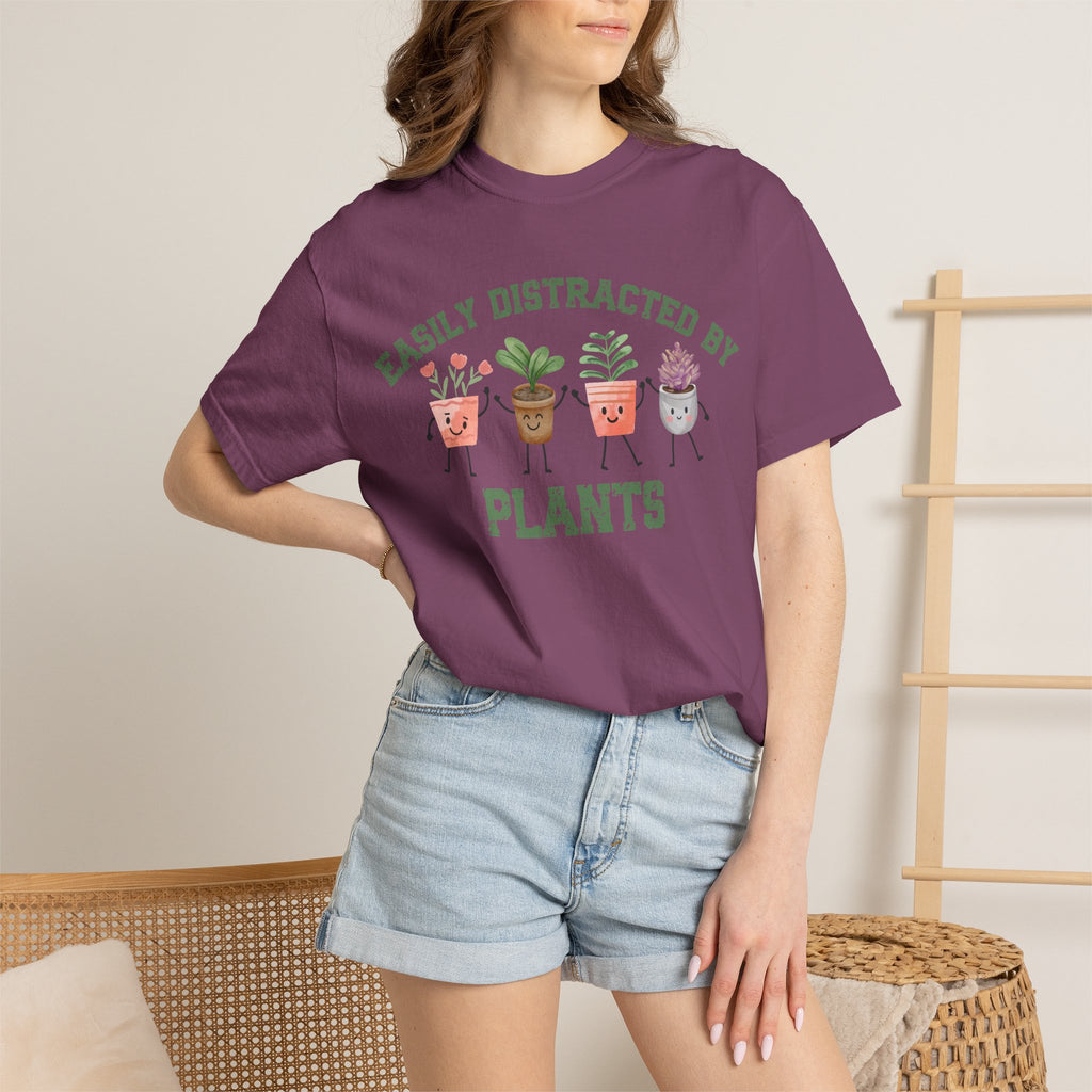 Easily Distracted By Plants Tee, Cute Plant Lover Graphic T-Shirt