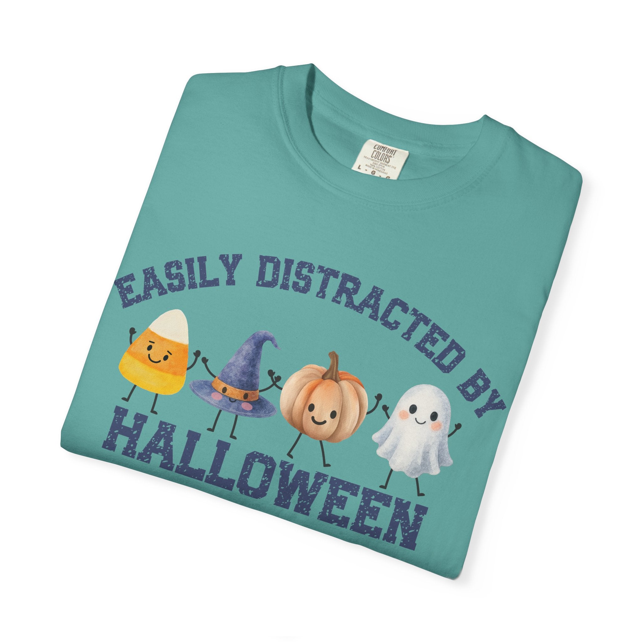 Halloween T-Shirt, Easily Distracted by Halloween, Cute Candy & Costume Graphic