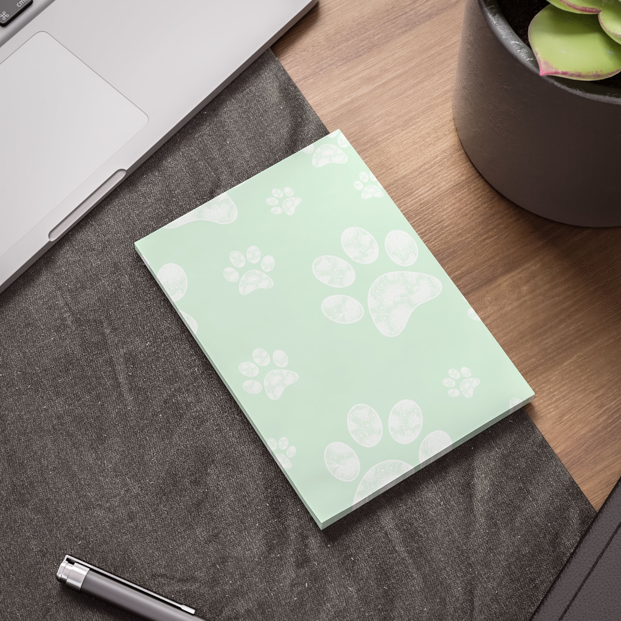 Green Paw Print Post-It Note Pads, Dog Themed Sticky Notes, Puppy Memo Pads, Perfect for Dog Lovers