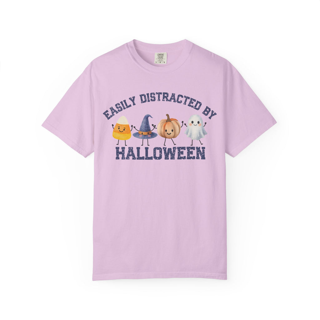 Halloween T-Shirt, Easily Distracted by Halloween, Cute Candy & Costume Graphic