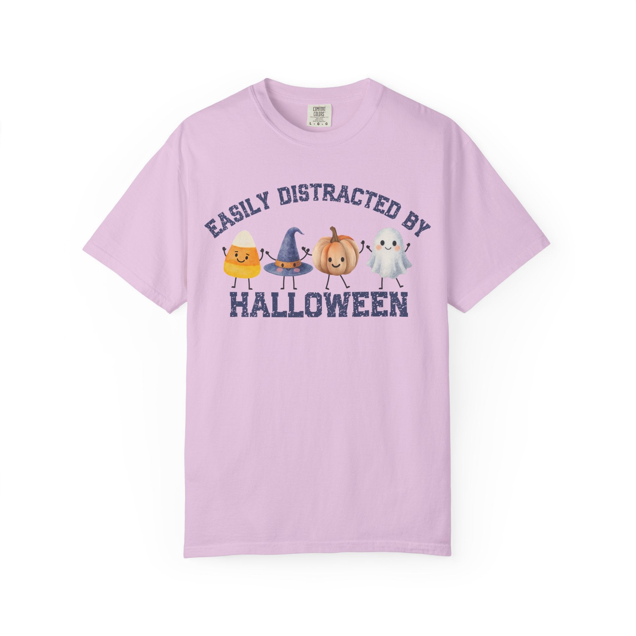 Halloween T-Shirt, Easily Distracted by Halloween, Cute Candy & Costume Graphic