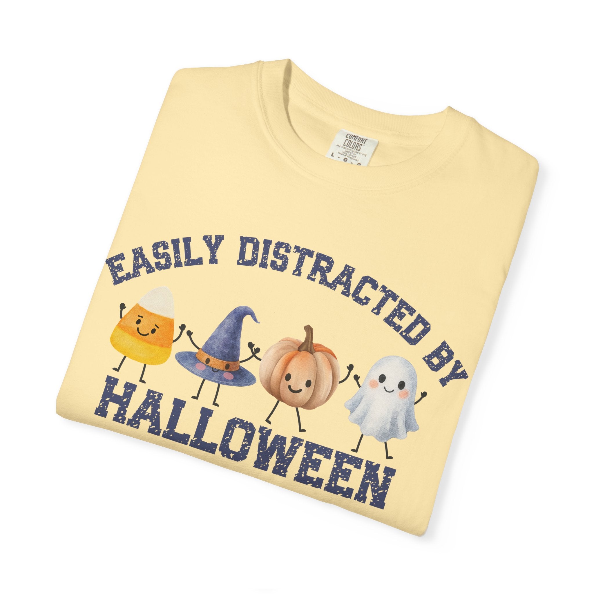 Halloween T-Shirt, Easily Distracted by Halloween, Cute Candy & Costume Graphic