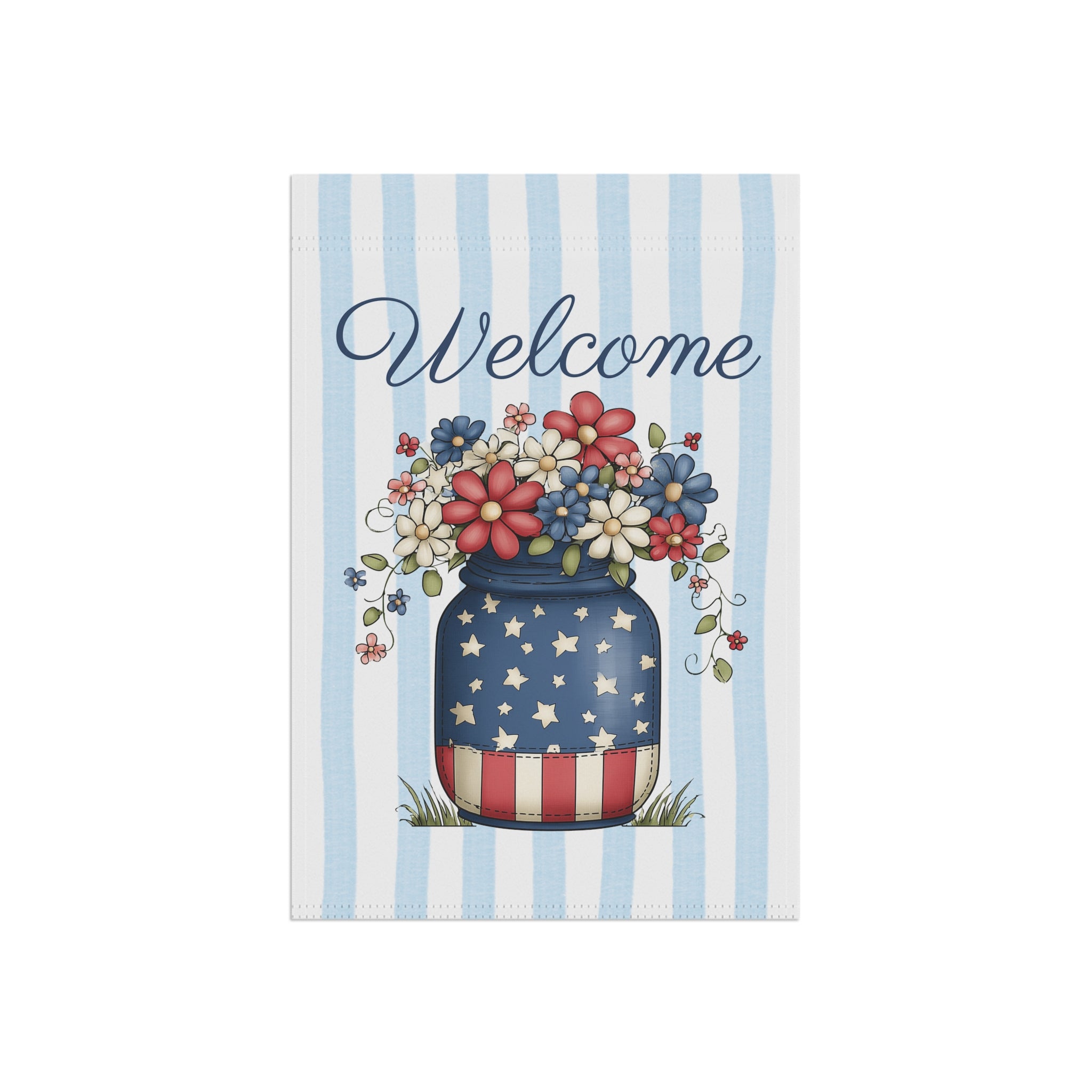 Patriotic Welcome Garden Banner, Floral Décor, Outdoor Flag, Housewarming Gift