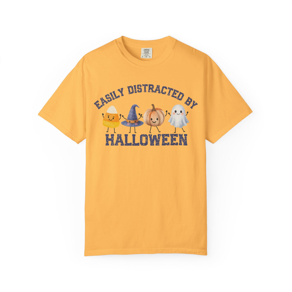 Halloween T-Shirt, Easily Distracted by Halloween, Cute Candy & Costume Graphic