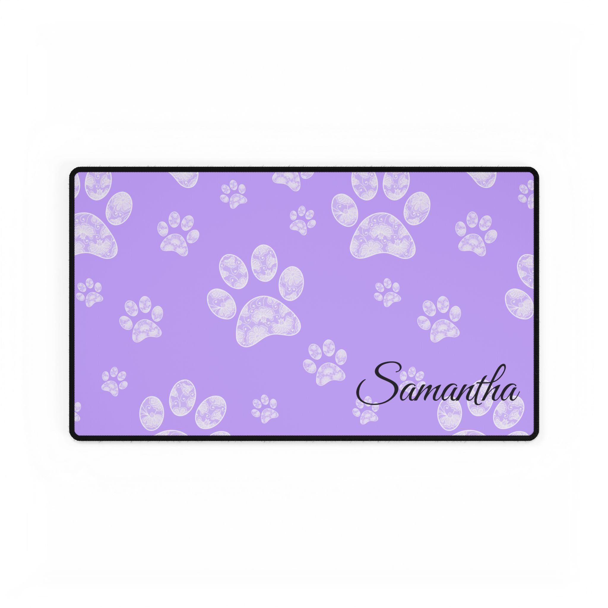 Custom Purple Paw Print Desk Mats and Mouse pads with Lace Seahorses and Turtles, Office Decor, Christmas Gifts, Home Workspace