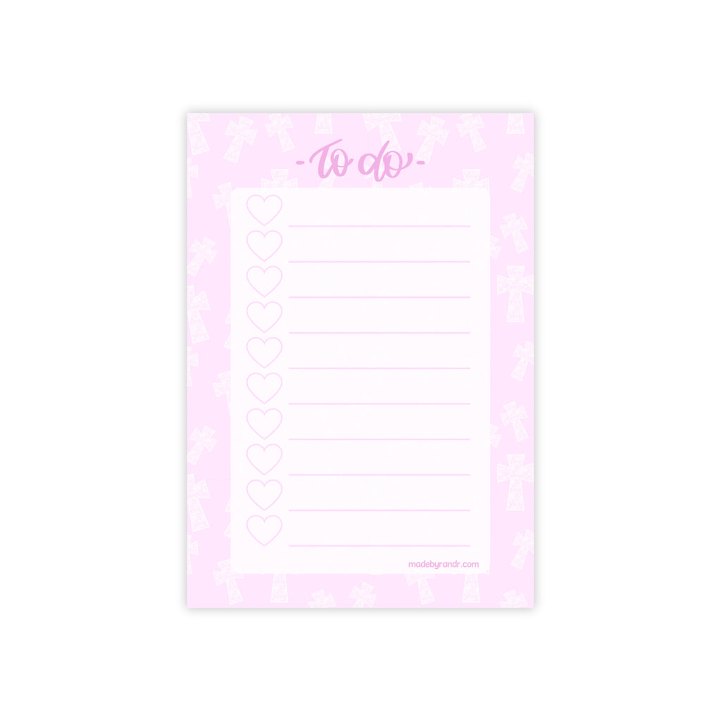 Pink Cross To Do Checklist Sticky Notes for Planning & Lists