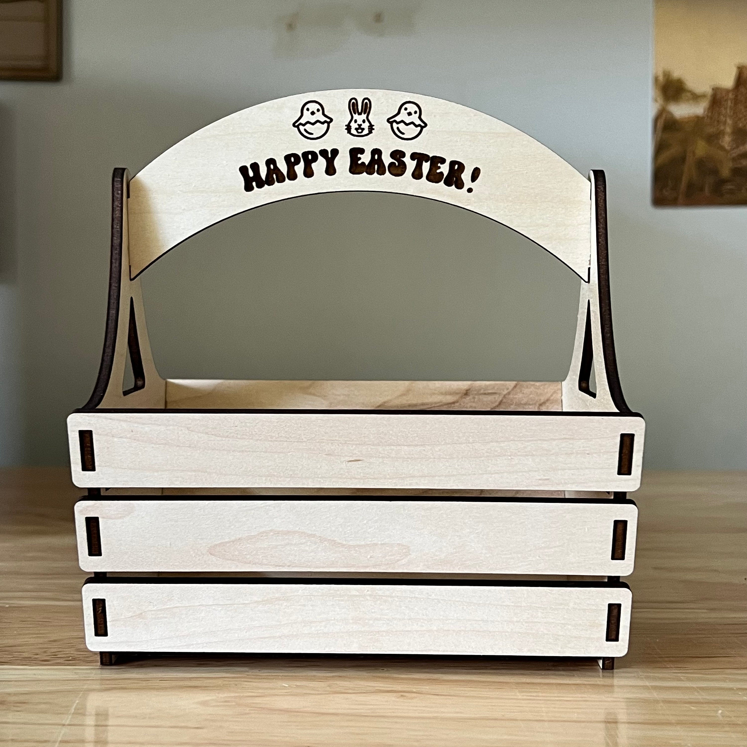 Wood Emoji Easter Basket