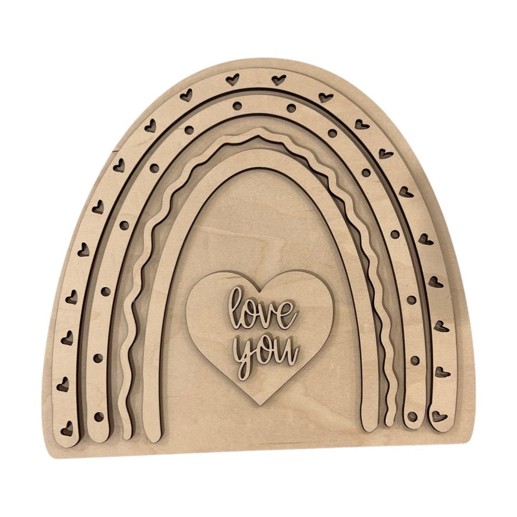 Valentine Boho Rainbow Wood Cut Outs