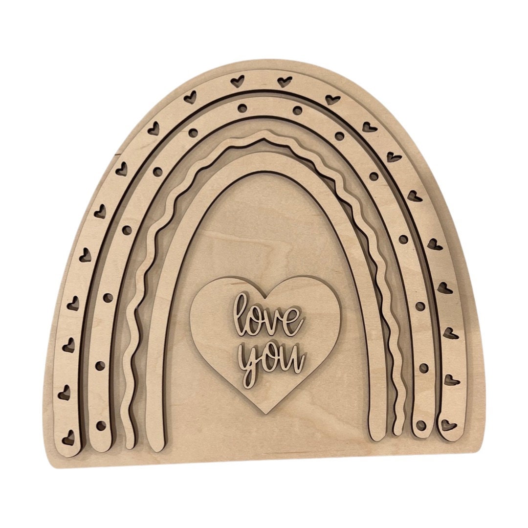 Valentine Boho Rainbow Wood Cut Outs