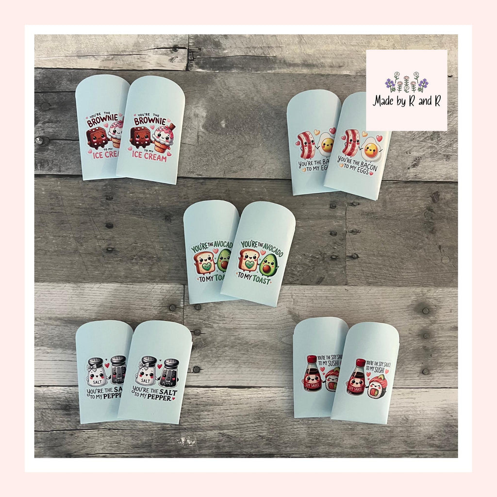 Cute Food Valentine Envelopes (Set of 10) *candy NOT included*