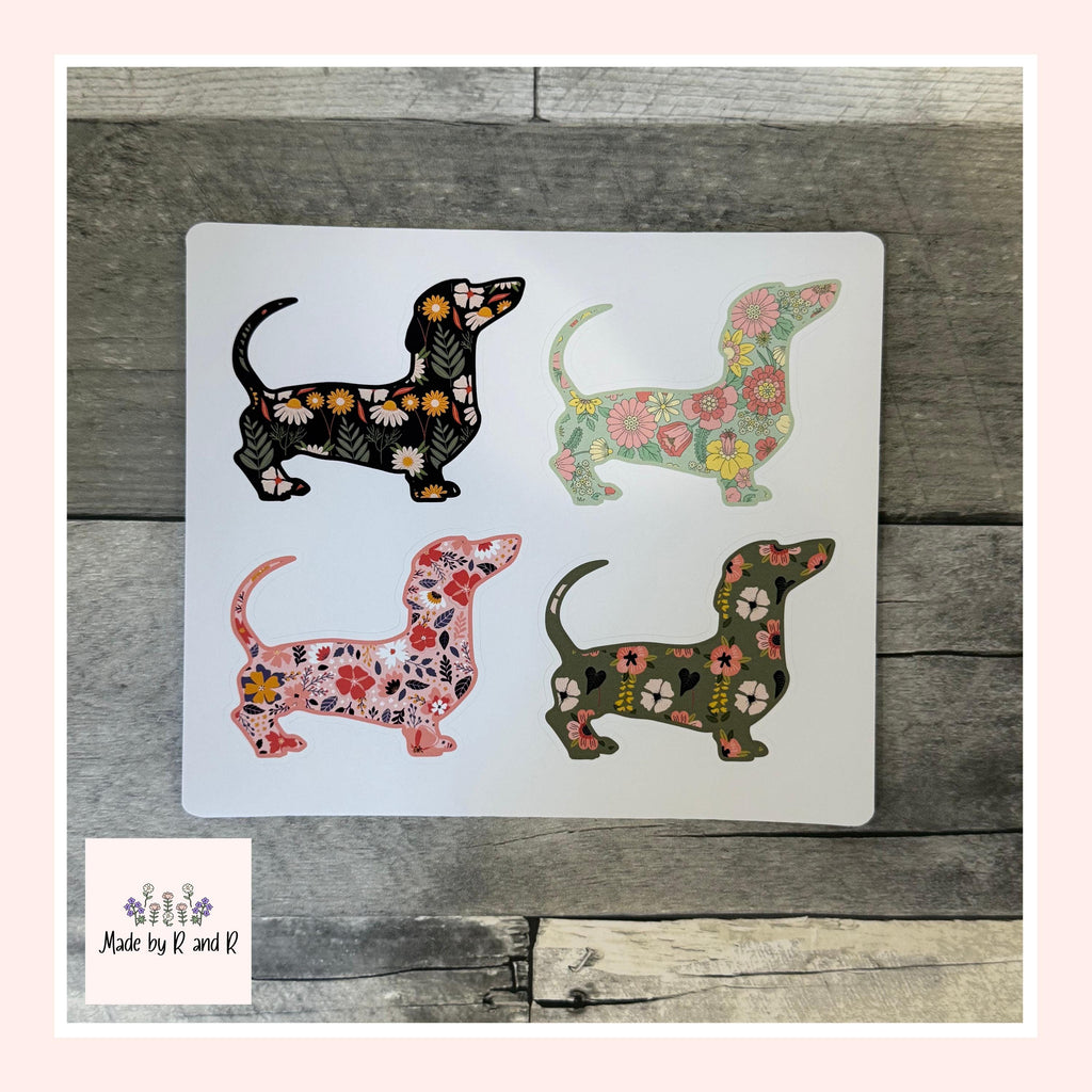 Floral Dachshund Stickers (set of 4)
