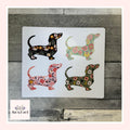 Floral Dachshund Stickers (set of 4)